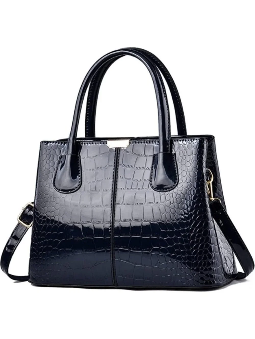Stylish Patent Leather Crocodile Pattern Shoulder Bag & Tote for Women